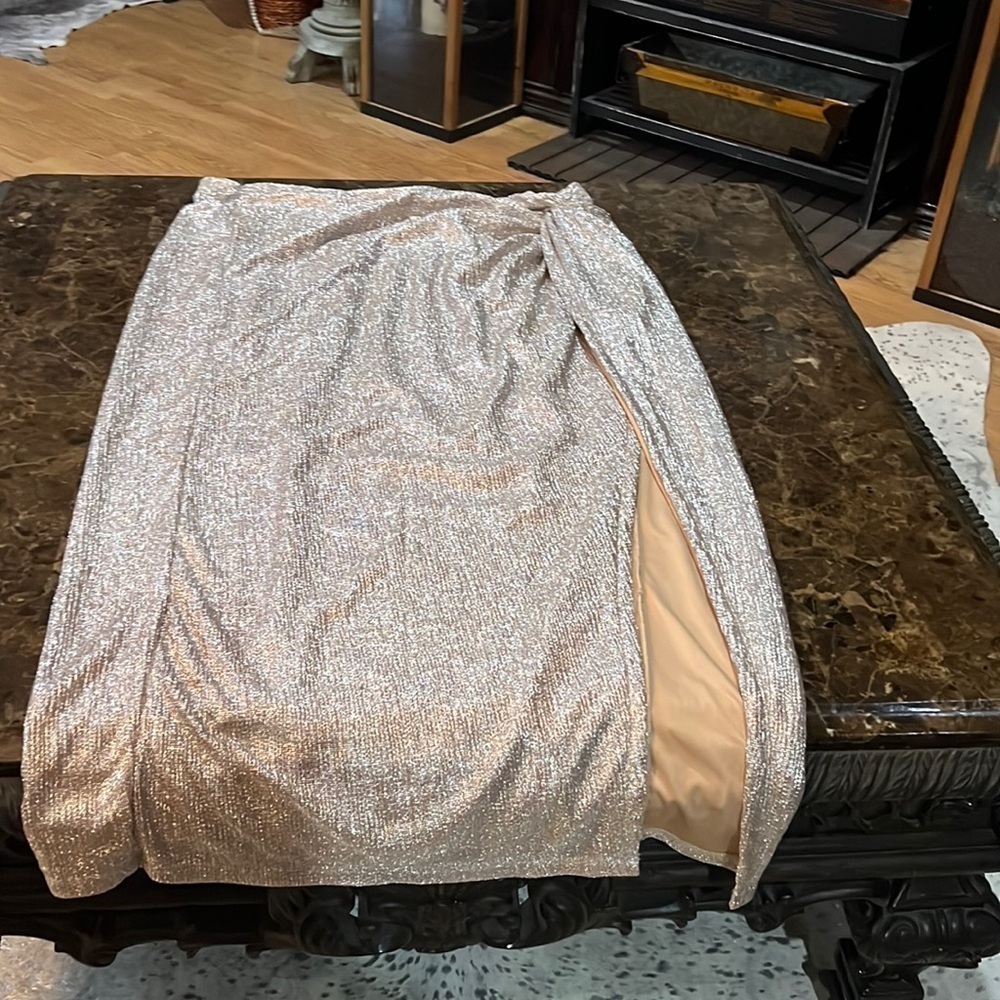 ELOQUII Metallic Glam Split Maxi Skirt size 22